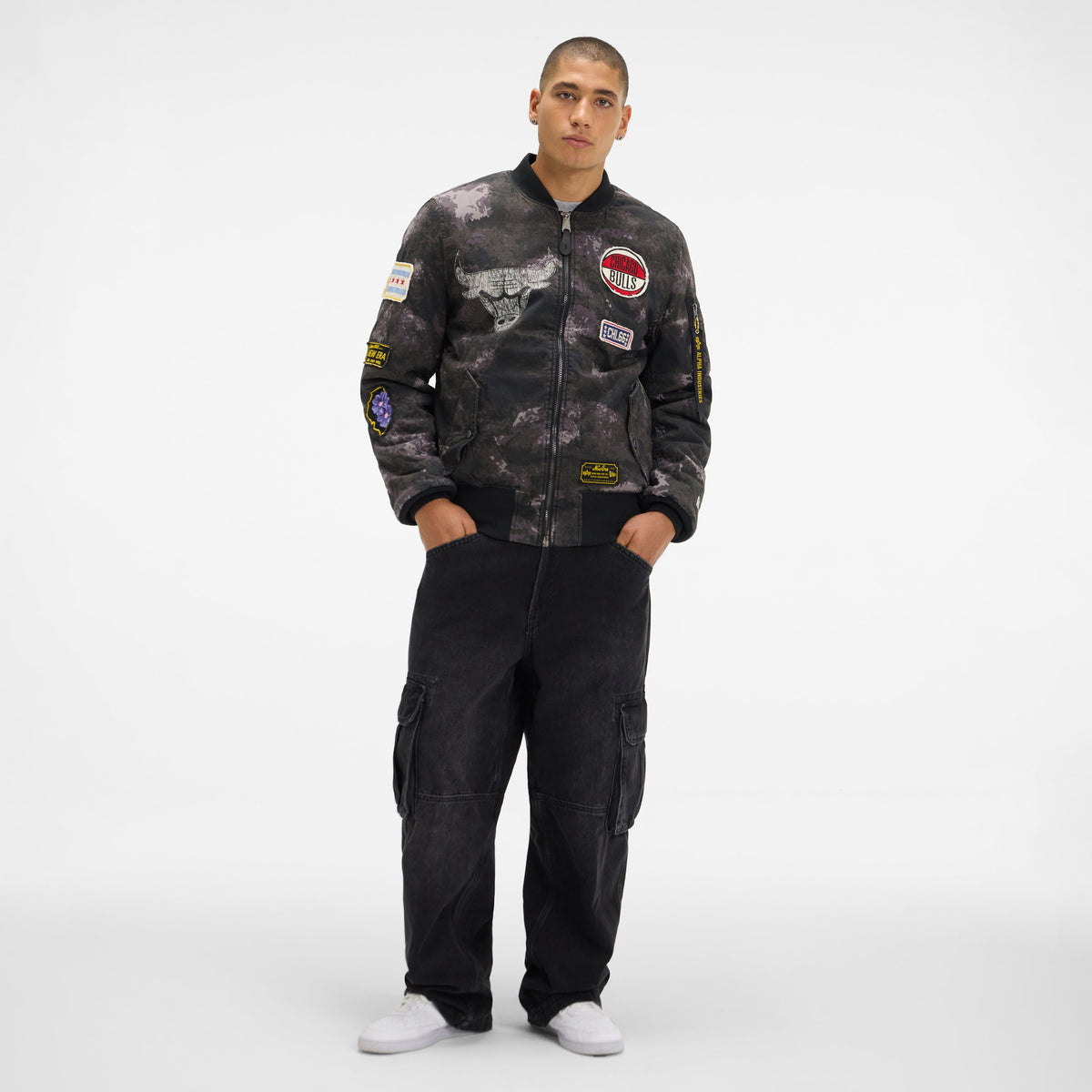 Alpha Industries x Denver Nuggets Black Camo MA-1 Bomber Jacket