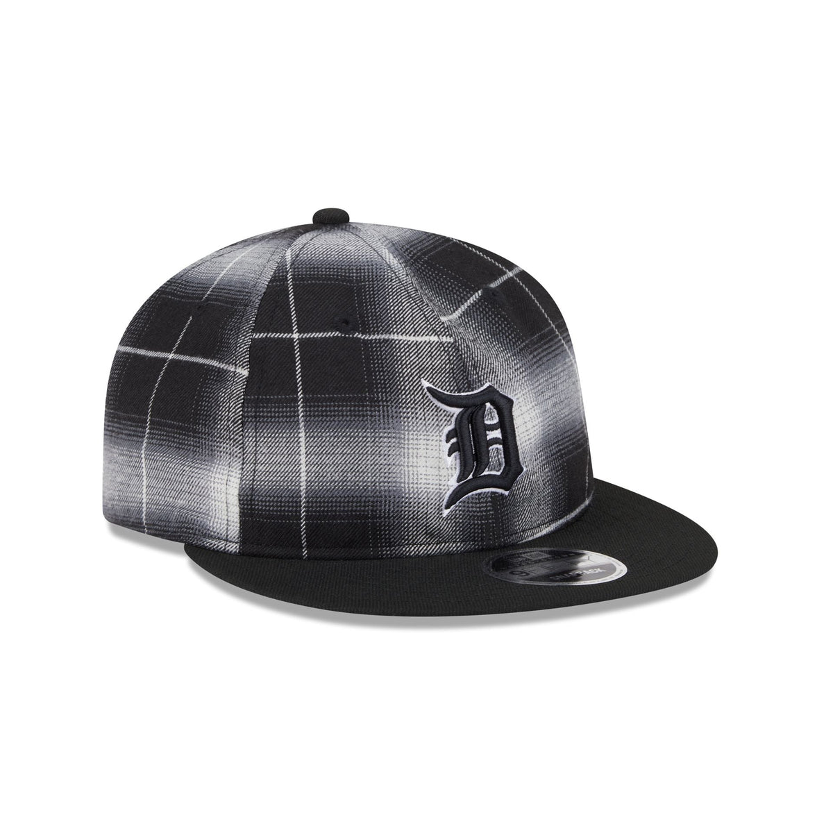 Detroit Tigers Black and White Plaid Retro Crown 9FIFTY Snapback Hat