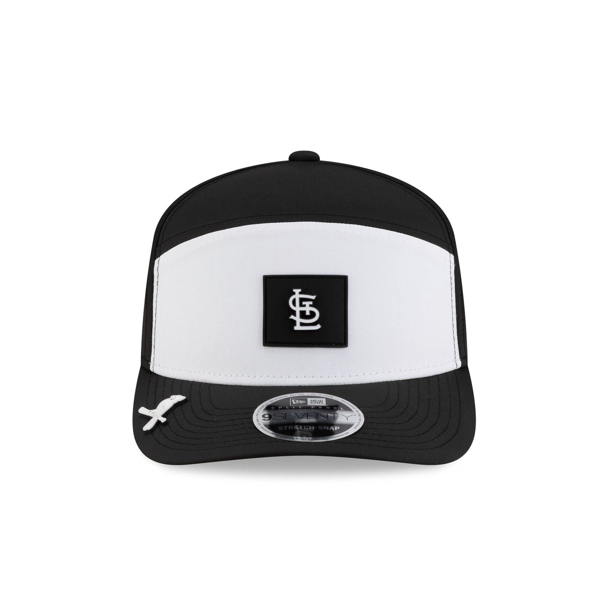 St. Louis Cardinals 2026 Clubhouse Black & White Split Panel 9SEVENTY Stretch-Snap Hat